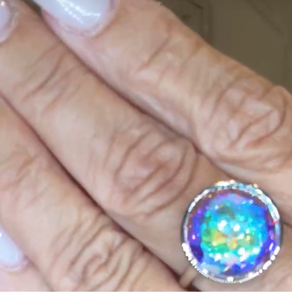 Touchstone Crystal Aurore Boreale ring size 7 Swarovski iridescent bling BNIB - Picture 3 of 9